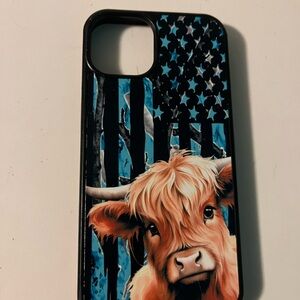 Cow Pattern iPhone 13 Case - Black and Blue